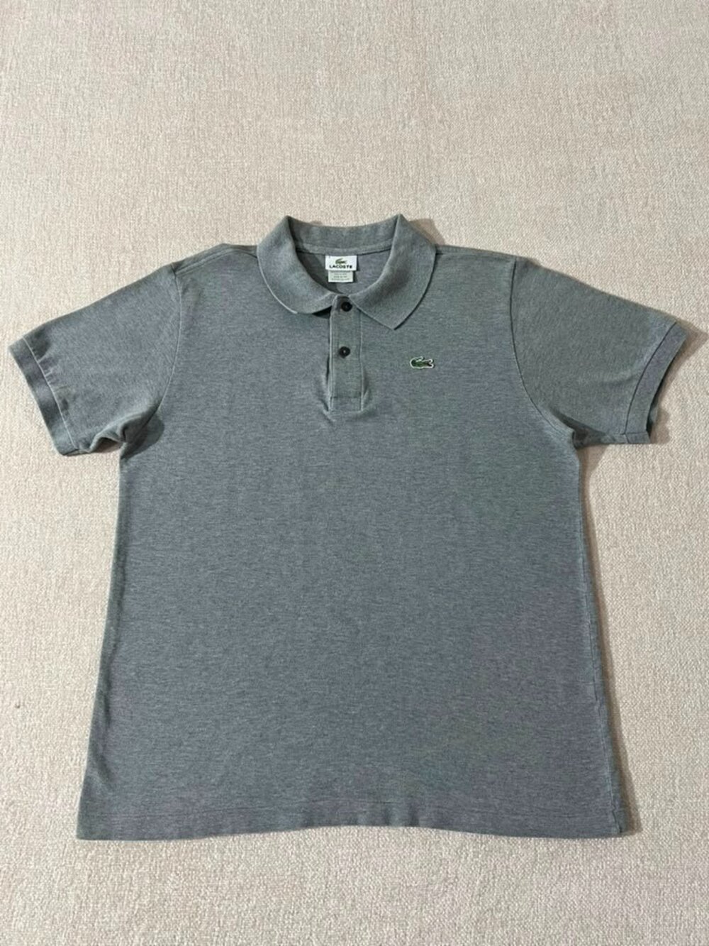 Lacoste Gray Polo Shirt Size 7 Crocodile Logo 100% Cotton Men's